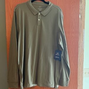 George Men's Green Long Sleeve Polo Shirt